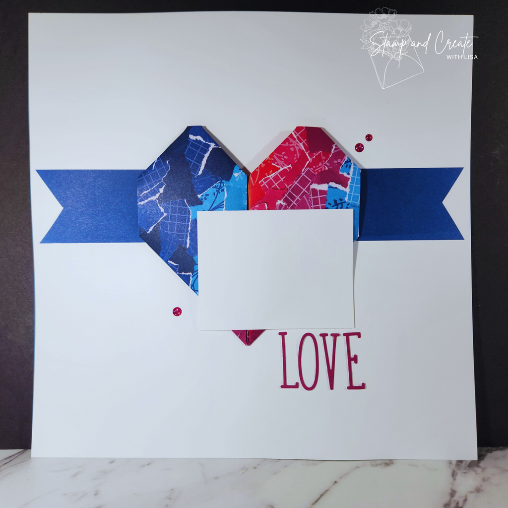Love | Scrapbook Layout using Origami Heart