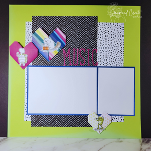Music Scrapbook Layout | Zoo Crew with Origami Hearts